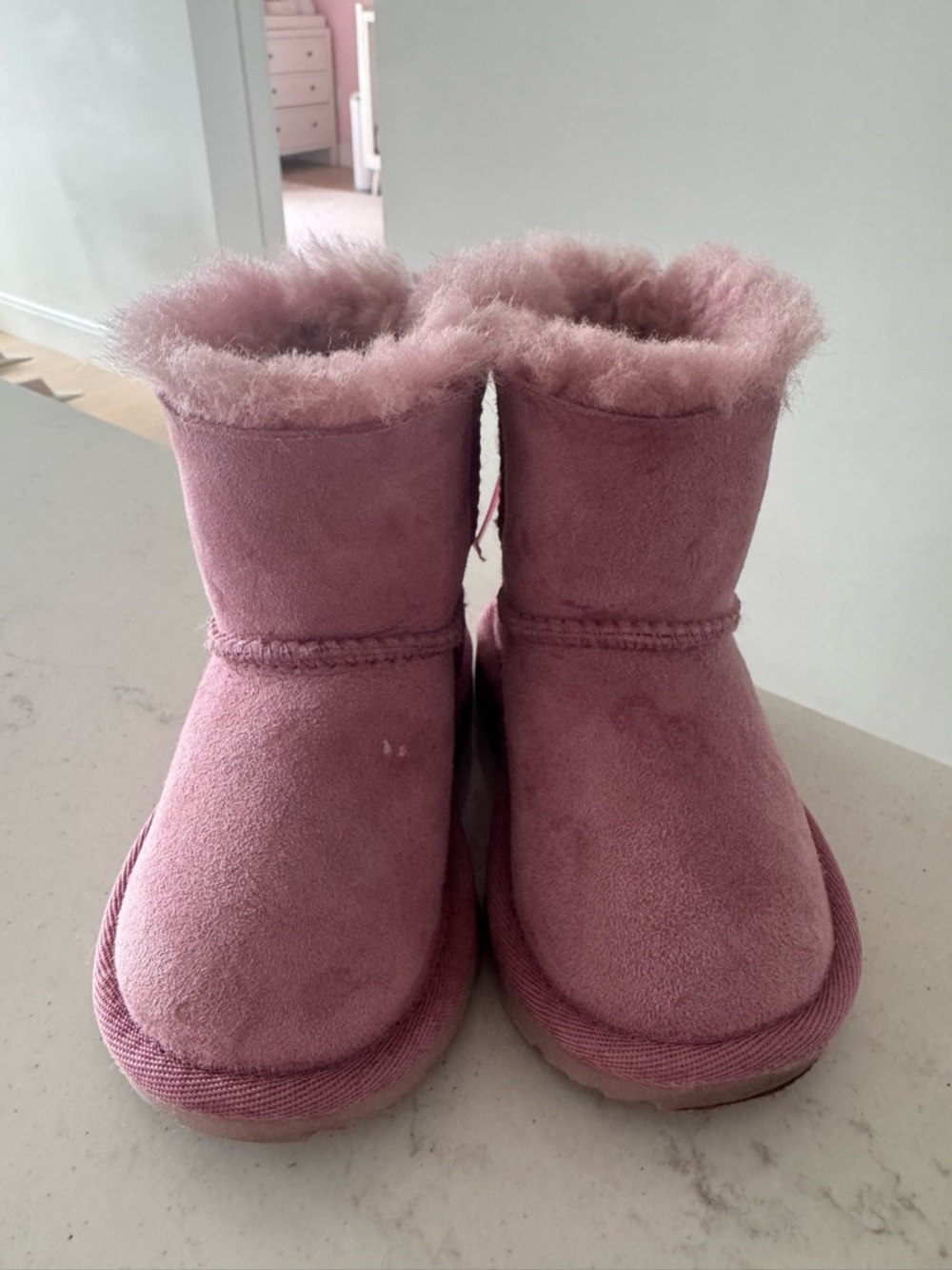 UGG Toddler Plush Suede Boots in Pink